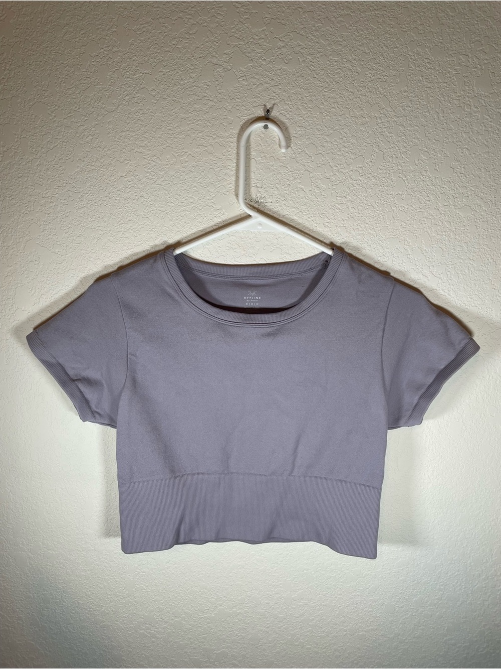 Offline By Aerie Cropped Sidewalk Seamless Shirt Lavender Medium - Picture 2 of 7